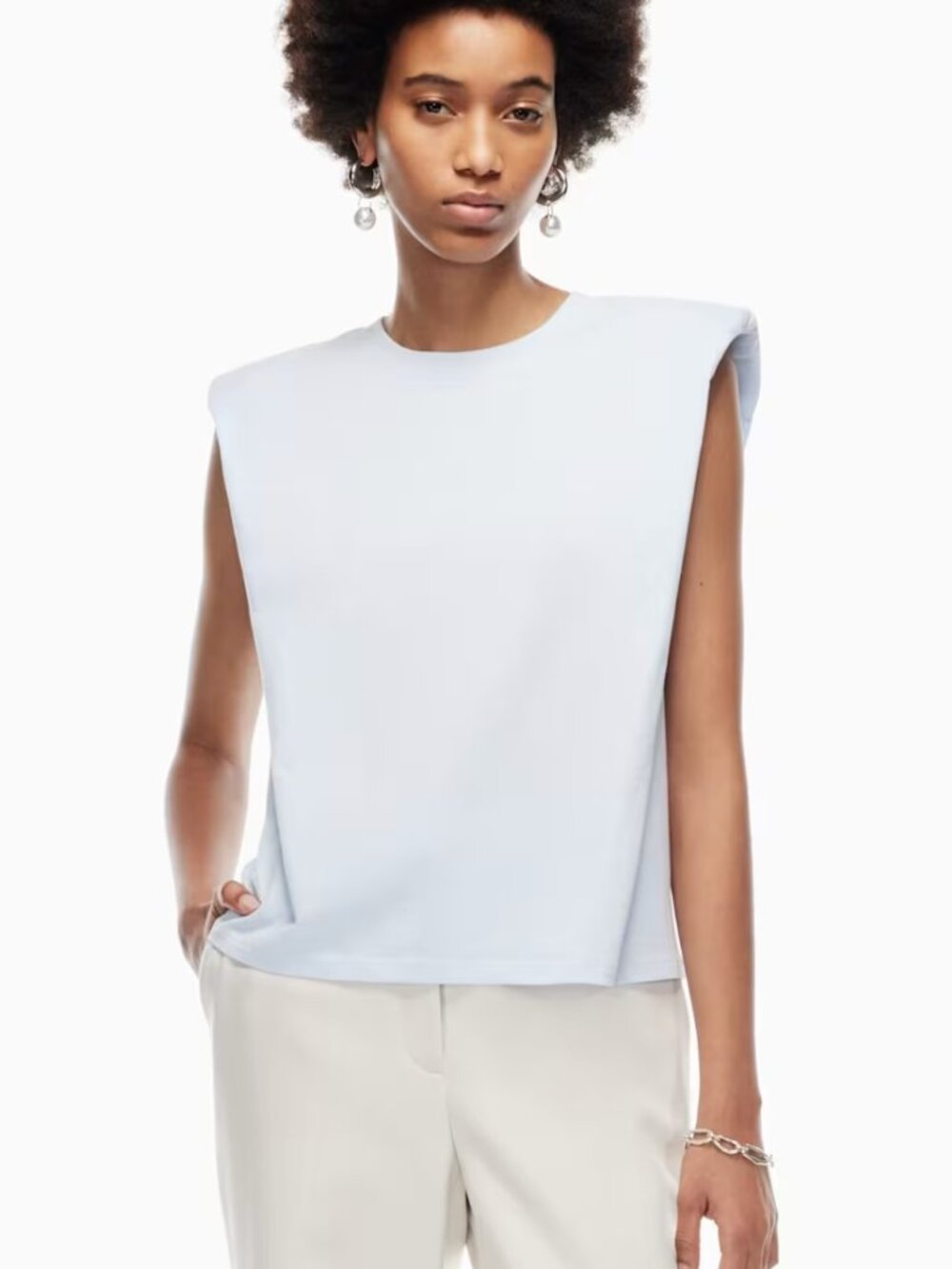 Babaton Aritzia Shoulder Pad Classic White Tee Shirt XS (Oversized)